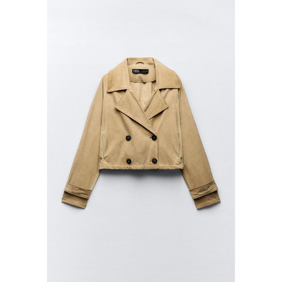 Zara Faux Suede Trench Style Jacket - Picture 3 of 8
